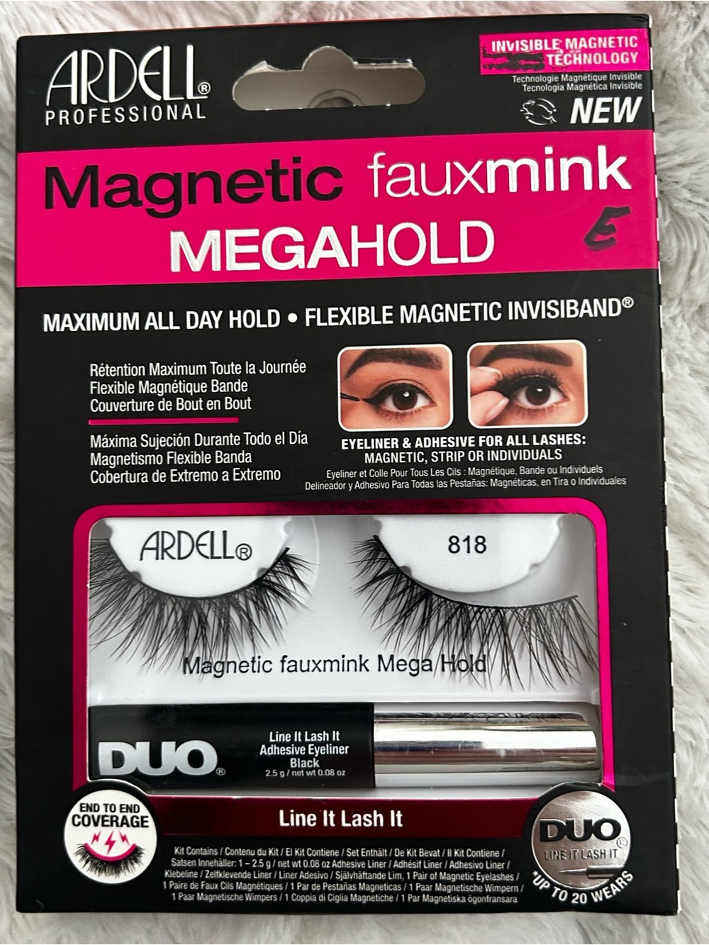 Ardell Magnetic Faux Mink Megahold Lashes in Black and Pink Packaging
